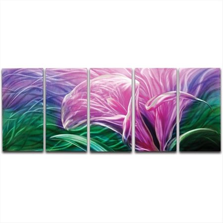 METAL ARTSCAPE 59 X 24 in Electric Lily 5Panel Handmade Metal Wall Art MA10055